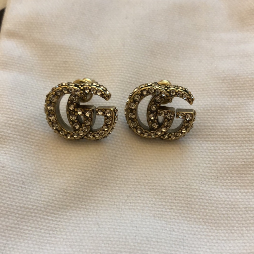 Gucci Gold and white Crystal Earrings